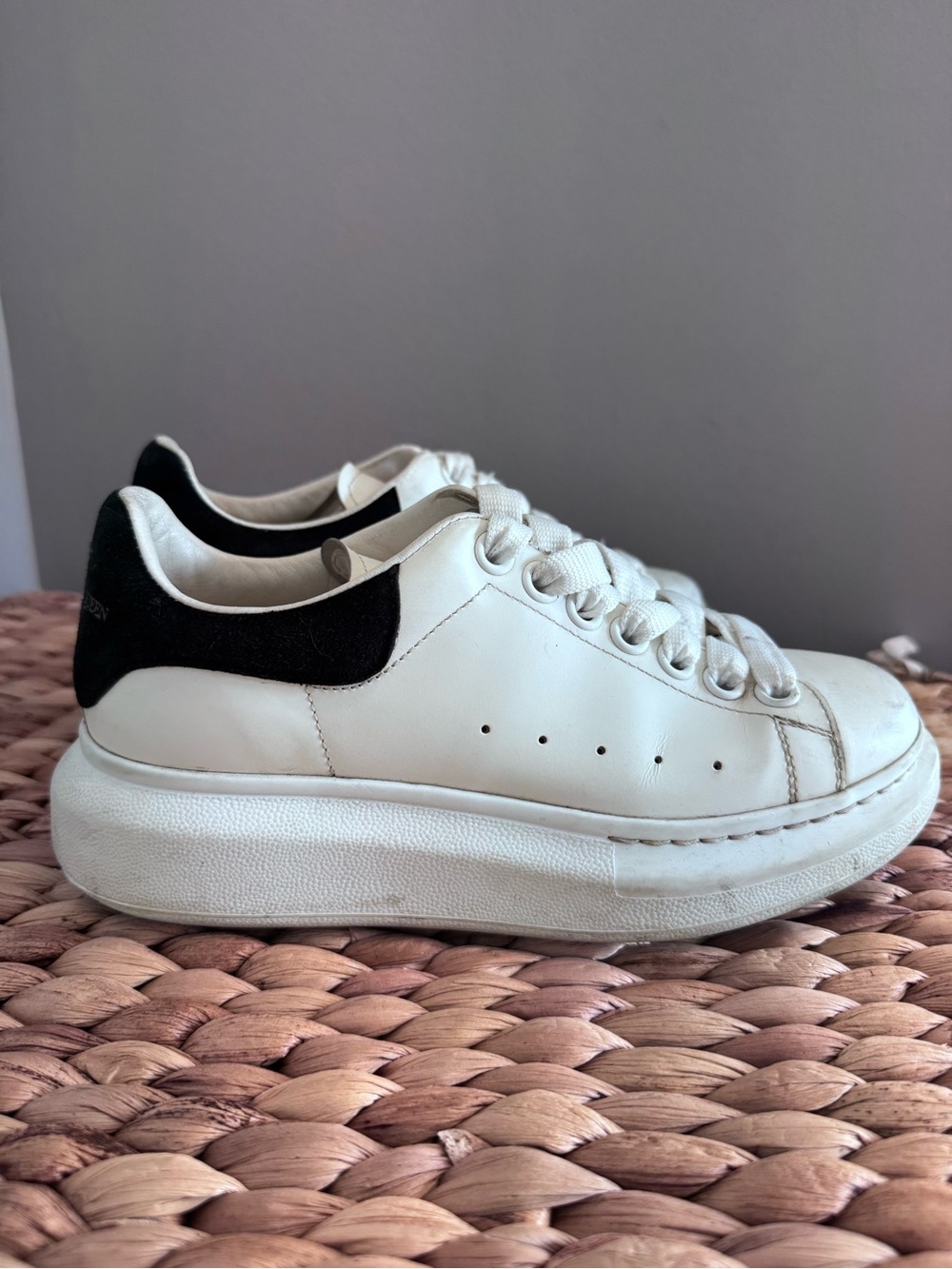 Alexander McQueen White Leather Platform Sneakers